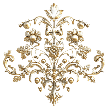 Golden Floral Design on Transparent Background AI-Generative png