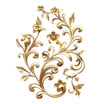 Elegant Golden Floral Design on a Transparent Background AI-Generative png
