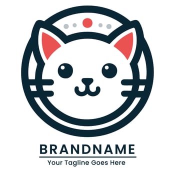 Minimalist cat logo with a circular design and vibrant color accents perfect for modern and stylish brands vector