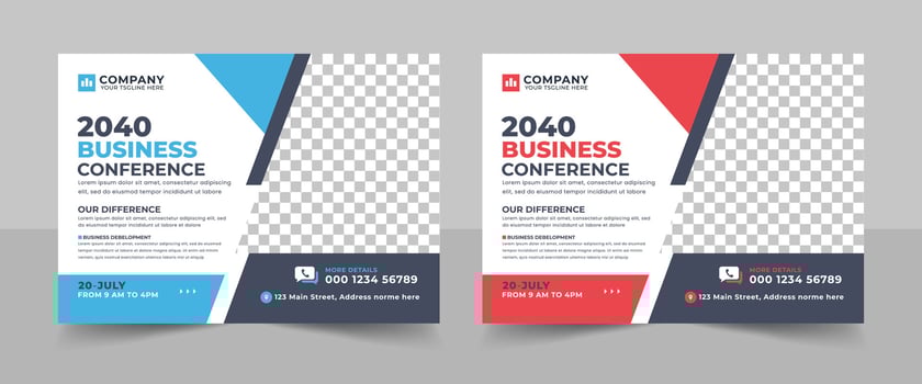 Creative technology conference webinar flyer and business event banner invitation layout template. Abstract modern business conference design, Modern flyer layout. vector