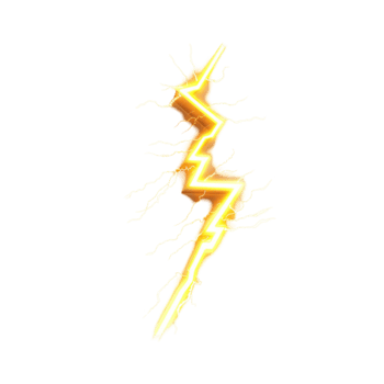 Yellow lightning bolt on transparent Background Generative-AI png
