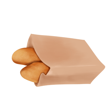 Baguette Bread on Brown Shopping Bag png