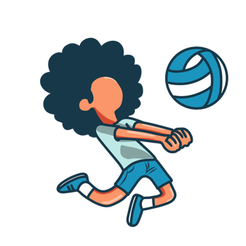 Volleyball player with afro playing with ball png