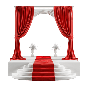 Red carpet and round podium Generative-AI png