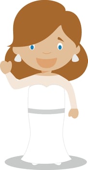 Mestizo bride wearing a wedding dress in cartoon style Illustration vector