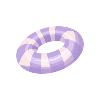 Purple swimming circle on white background. Summer accessories for beach holidays. Inflatable swim ring isolated. vector