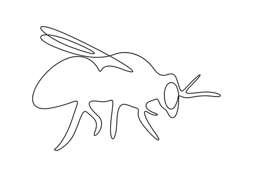 Continuous one line drawing of elegant honey bee for company logo identity. Organic honey farm icon concept premium illustration vector