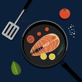 Fish cuisine flat illustration vector