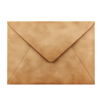 Envelope with Brown Paper on Transparent Background. png