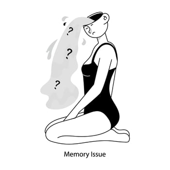 Doodle mini illustration showing girl with memory issue vector