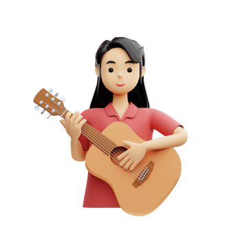 3D Illustration musician female png