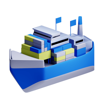 3D Illustration cargo ship png