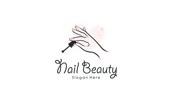 Creative Nail Beauty Logo Design. Salon, Makeup, Fashion, Beauty, and Care Logo Concept vector