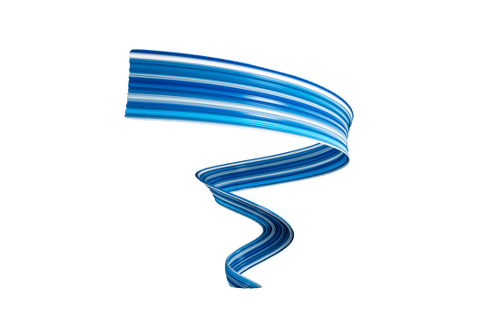Blue paint brush stroke. bright spiral gradient 3d paint brush with vibrant texture 3d illustration png