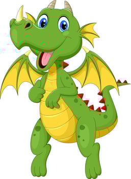 Happy dragon cartoon on white background vector