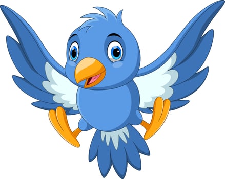 Cute blue bird cartoon flying vector