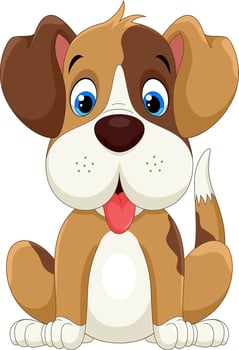 Cartoon cute baby dog sitting vector