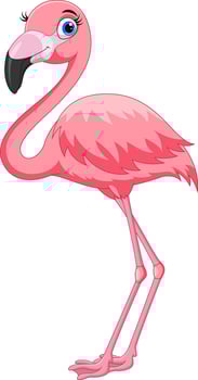 Cartoon pink flamingo bird vector