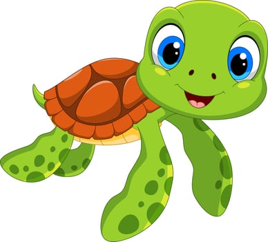 Cute sea turtle cartoon on white background vector
