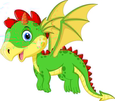 Happy dragon cartoon on white background vector