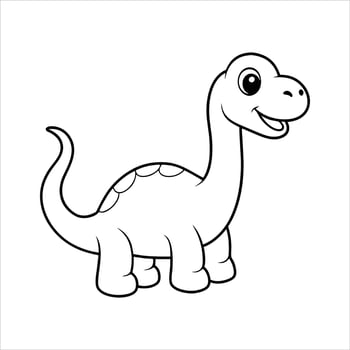 Cartoon funny baby brontosaurus dinosaur line art vector
