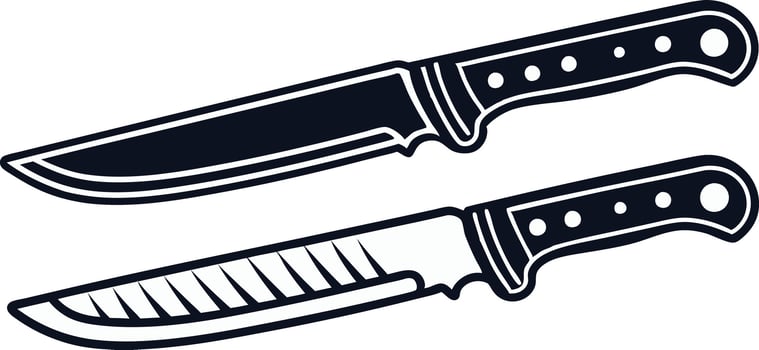 two knives on a white background vector