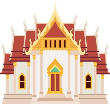 Thai temple, Thailand culture travel illustration design png