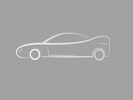 A white sports car logo on dark background illustration vector