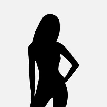 Woman silhouette, lady shadow isolated on white background. vector