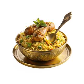 Chicken Biryani Golden Color Bowl png