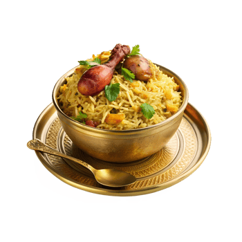 Chicken Biryani Golden Color Bowl png