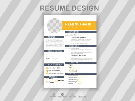 Modern Resume Template Design For Corporate Job Applications vector
