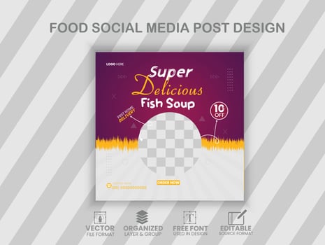 Modern Food Social Media Post template Design vector
