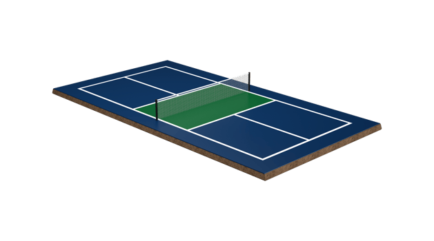 3D Pickleball Court With A Net, Blue Floor And White Lines Marking The Boundaries 3D Illustration png