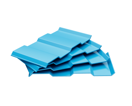Blue Metallic Stacks Of Corrugated Galvanised Iron For Roof Sheets 3d Illustration png