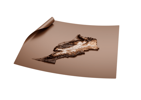 Map Of Morocco Old Style Brown On Unrolled Map Paper Sheet 3d Illustration png
