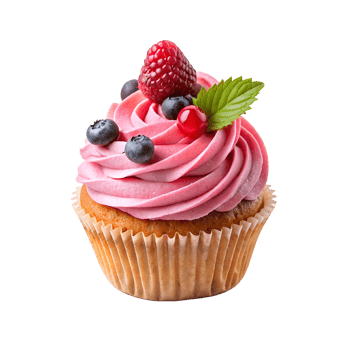 cupcake with berries and frosting on top png