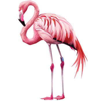 Cartoon Style Flamingo Logo Illustration Painting Drawing No Background Perfect for Print on Demand T Shirt Design png