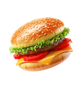 Flying Hamburger 3D Render png