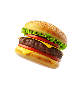Transparent Background with Flying Hamburger png