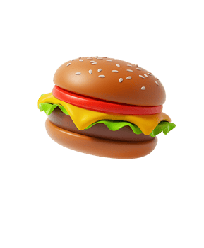 3D Render Flying Hamburger png