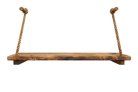 Empty Wooden Shelf Isolated on Transparent png