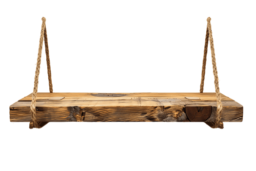 Clear Background with Hanging Wooden Shelf png