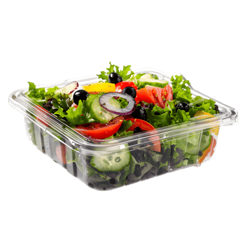 Ready-to-eat Salad in Clear Container with Fork on Transparent Background png
