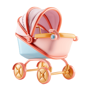 Transparent background 3D baby stroller render png