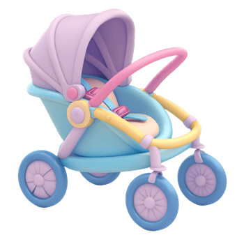 Isolated 3D baby stroller on clear background png