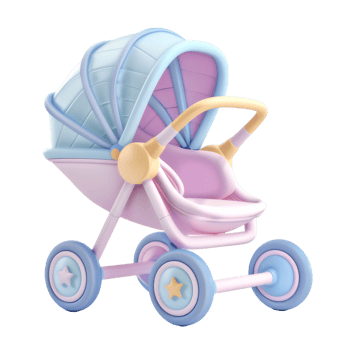 Baby stroller 3D render isolated clear png