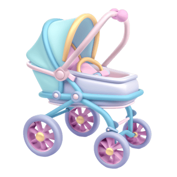 Transparent background 3D rendering baby stroller png