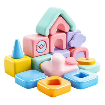Baby toy 3D icon isolated transparent png