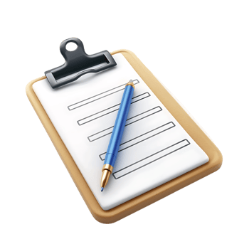White Background Isolated Business Clipboard Icon in 3D png